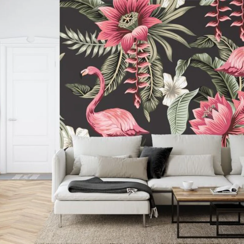 black and white floral wallpaper